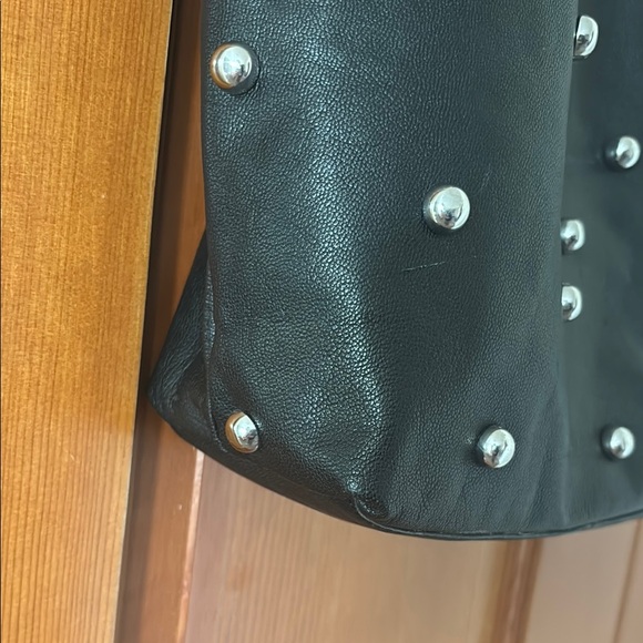 TOPSHOP Black Leather Studded Tote Bag - Picture 3 of 6